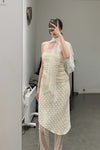 Un Morceau elastic lace oblique blooming half skirt UM231XZ11 light yellow PUM40